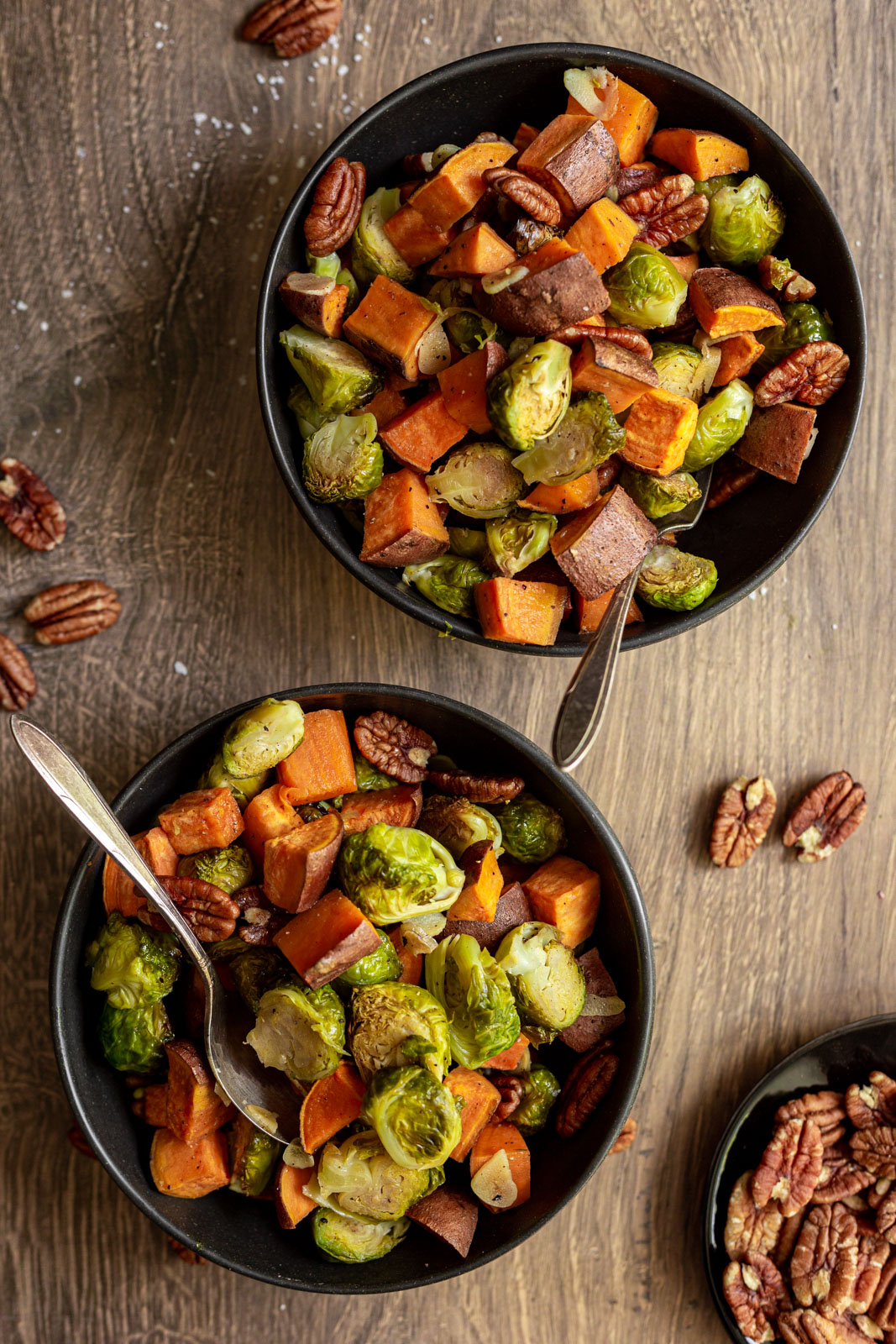 Roasted Sweet Potatoes and Brussels Sprouts